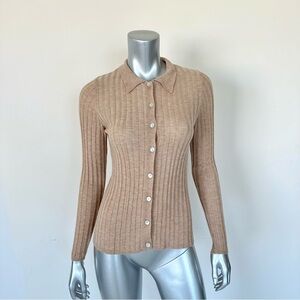 Zara Tan Ribbed Cardigan Sweater